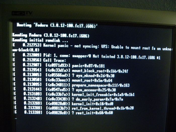 Kernel panic - not syncing: VFS: Unable to mount root fs on unknown block(0,0)